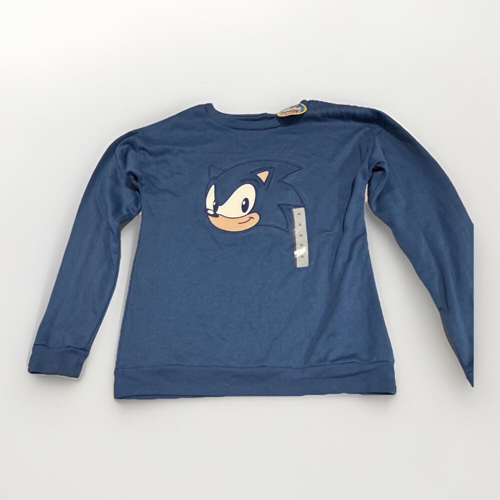 Sonic The Hedgehog Sweatshirt Youth Boys XL Extra Large Blue Crewneck Puff